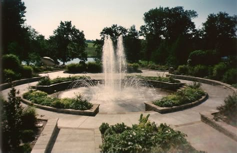 Powell Gardens MO  fountain  photo by Marti Schuller Park With Fountain, Fountain Plaza, Powell Gardens, Park Fountain, Fountain Park, Butterfly Park, Water Architecture, Plaza Design, Zoo Architecture