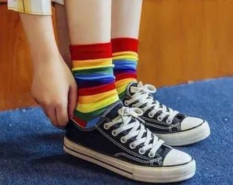 Pride rainbow socks / Pride gift / LGBTQ flag socks / Gay Pride / Cute LGBTQ accessory / Pride Week Gift / Pride month Luxury Candy, Pride Week, Rainbow Socks, Rainbow Aesthetic, Pride Outfit, Tumblr Outfits, Pride Gifts, Cute Socks, Long Socks