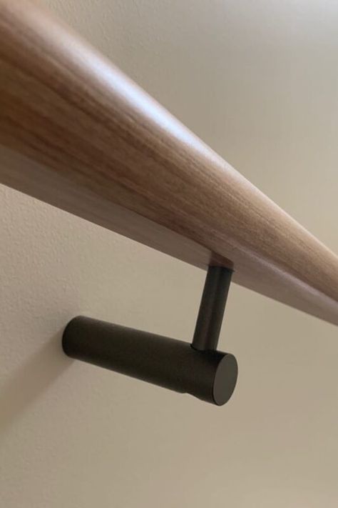 HB520 Round Stair Rail Bracket - Halliday + Baillie Contemporary Handrails For Stairs, Round Handrails For Stairs, Floating Handrail, Stair Handrail Ideas Modern, Handrails For Stairs Indoor, Hand Rail Design, Contemporary Handrail, Hand Rail Ideas, Stair Handrail Ideas