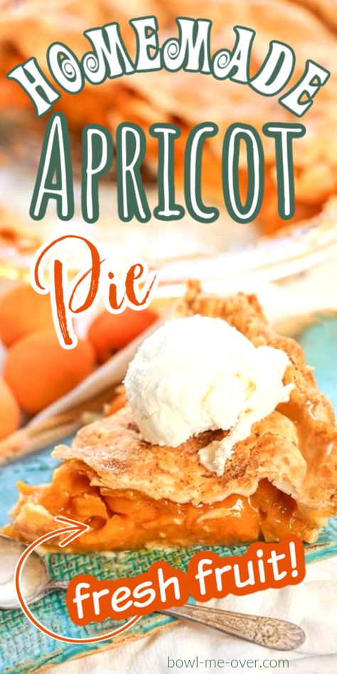 Homemade Apricot Pie Recipe - Settle into summer with a big slice of pie! With fresh apricots and a flaky pie crust this drool-worthy pie is easy to make and delicious! #apricots #apricotpie #apricotpierecipe #bowlmeover Pie, Apricot Pie Filling, Apricot Pie Recipe, Homemade Pie Crust Easy, Apricot Cobbler, Apricot Dessert, Apricot Pie, Fresh Apricots, Best Pies