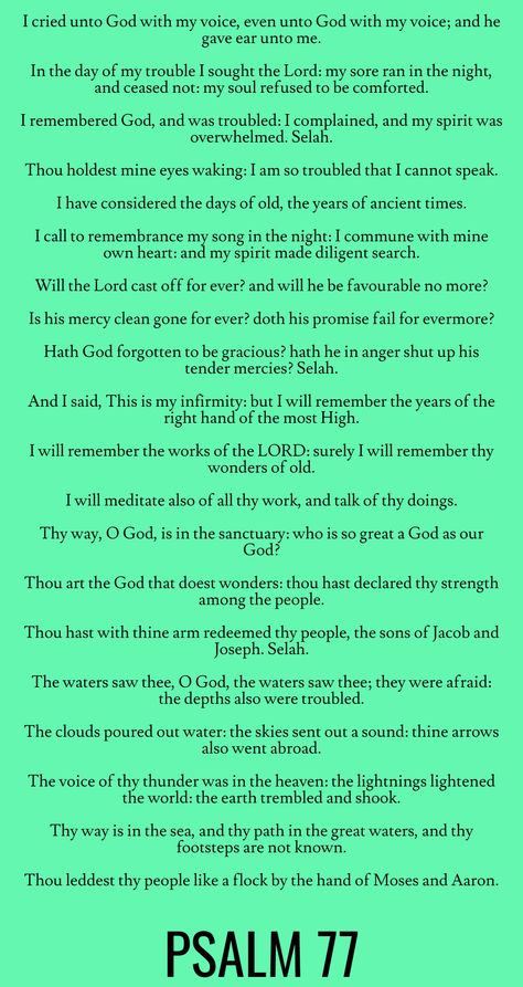 Fav Bible Verses, Psalm 77, Fasting And Prayer, Bible Psalms, Hoodoo Spells, Psalm 33, Bible Kjv, Prayer Inspiration, The Psalms