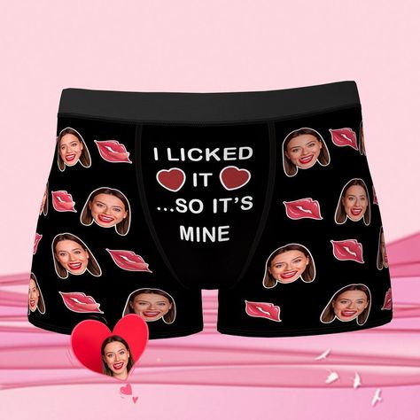 https://customfaceboxers.com I Licked It So Its Mine Boxers, Man Stuff, Valentines Baskets, I Licked It So It's Mine, Custom Boxers, Personalized Boxers, Photo Face, Hawaiian Shirt Women, Baptism Party