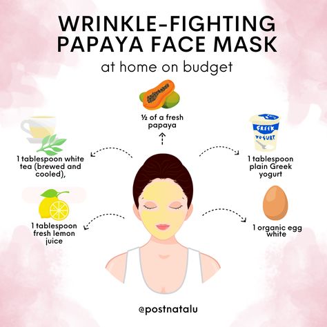 Afraid of having a wrinkly face? 💡Learn how to make the Wrinkle-Fighting Papaya Face Mask and get that healthy and glowing skin! 💡Learn the anti-aging cocoa facemask! . . . . . . . . . . #PostNatalU #AntiAgingTips #FaceMask #SkinTips #HealthTips #SkinCareTips #PapayaFaceMask #WrinkleFaceMask Papaya Face Mask, Natural Beauty Secrets, Turn Back Time, Organic Eggs, Postpartum Recovery, Anti Aging Tips, Skin Care Solutions, Brewing Tea, Skin Tips