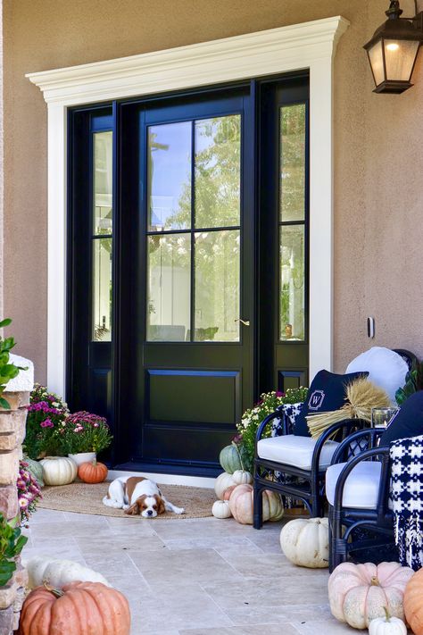 Front Door Reveal with Andersen Doors! - KristyWicks.com Colonial Front Door, Spice Apple Cider, Front Door Sidelights, Front Door Molding, Andersen Doors, Exterior Doors With Sidelights, Kristy Wicks, Entry Door With Sidelights, Front Door Inspiration