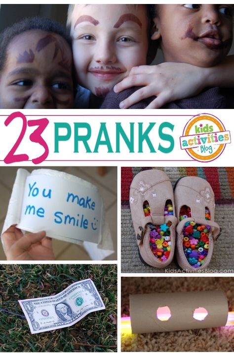 These are HILARIOUS!!  Lots of pranks for kids to do on each other - perfect for April Fools! April Fools Tricks, April Fools Day Pranks, Pranks For Kids, April Fools Pranks, April Fools Joke, Good Pranks, Fools Day, 1 April, April Fools Day