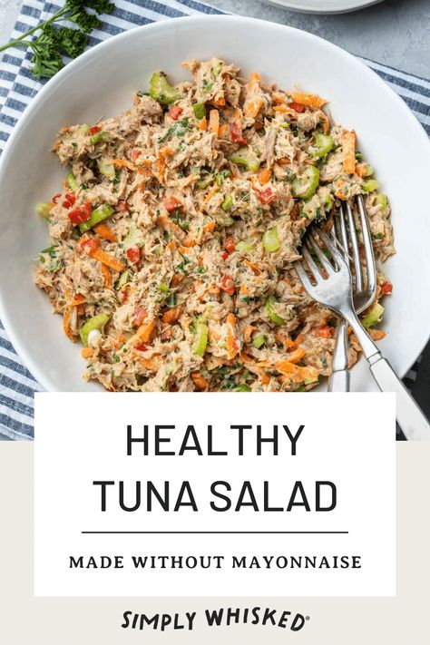 This healthy tuna salad recipe is made with no mayo, but it’s still full of flavor. It’s dairy free, paleo friendly and super easy to make. Serve it as a sandwich or in a lettuce wrap for a great heart healthy lunch. Mayo Free Tuna Salad, Heart Healthy Lunch, Dairy Free Tuna Salad, Chicken Salad Without Mayo, Tuna Salad Without Mayo, Healthy Tuna Sandwich, Healthy Tuna Salad Recipe, Tuna Lettuce Wraps, Tuna Salad Recipe Healthy