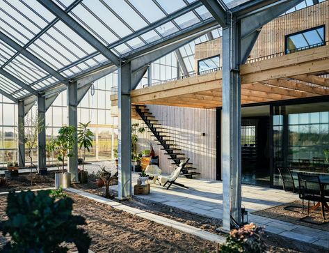 How Sweden Became the Surprising Center of the Greenhouse Home Movement - Dwell House Inside Greenhouse, Passive Greenhouse, Greenhouse House, Greenhouse Home, Home Greenhouse, Timber Buildings, Backyard Greenhouse, Fir Trees, House In Nature