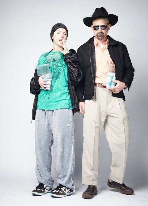 Funny Halloween Costumes - Brit + Co Walt And Jesse Costume, Breaking Bad Halloween, Halloween Costume Contest Winners, Breaking Bad Costume, Tv Show Halloween Costumes, Costume Contest Winner, Worst Costume, Halloween Costumes Diy Couples, Funny Couple Halloween Costumes