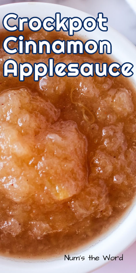 Crockpot Applesauce is made with only 5 ingredients and requires almost no work from you! It’s the perfect fall treat and easier than you would have even thought possible. #numstheword #crockpotapplesauce #homemadeapplesauceincrockpot #crockpotapplesaucerecipe #homemadeapplesaucecrockpot #easycrockpotapplesauce #crockpotcinnamonapplesauce #cookingapplesauceinacrockpot Crock Pot Apple Sauce Recipes, Crock Pot Applesauce Recipe, Crockpot Apple Sauce For Canning, Best Crockpot Applesauce Recipe, Easy Crock Pot Applesauce, Crockpot Applesauce With Skin, Easy Applesauce Recipes Crock Pots, Apple Sauce In Crock Pot Easy Recipes, Best Crockpot Applesauce