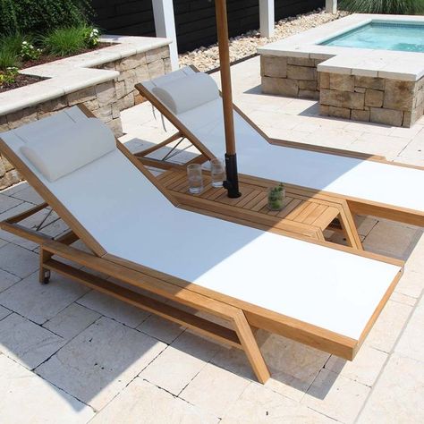 Umbrella Side Table, Slope House Design, Slope House, Bamboo House Design, Pool Lounge Chairs, Beach Furniture, Pool Chairs, Country Casual, Bamboo House