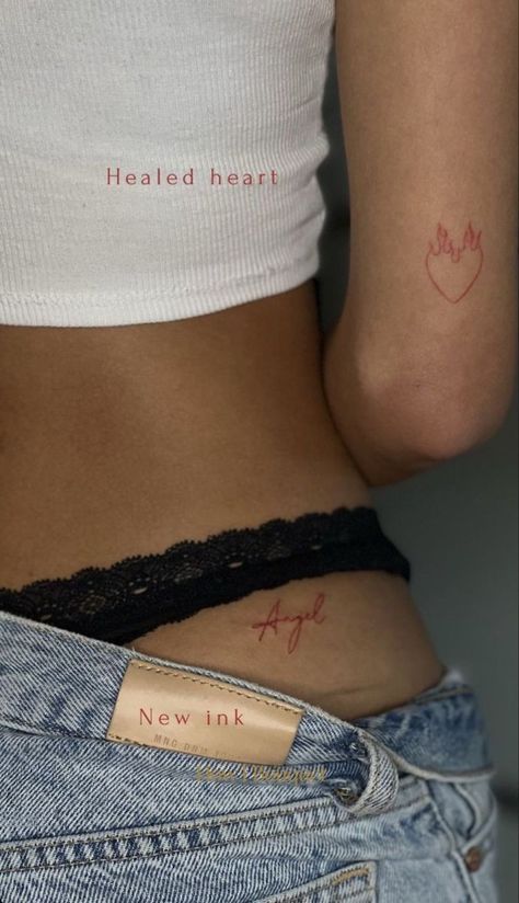 I Love You Hip Tattoo, Waist Back Tattoos For Women, Secret Places To Get Tattoos, Lower Back Small Tattoos For Women, Trampstamp Tattoo Aesthetic Words, Lower Abdominal Tattoos For Women, Initial Hip Tattoo, Minimal Lower Back Tattoo, Lower Torso Tattoo