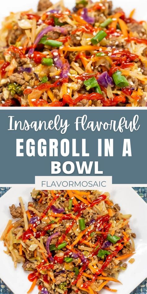 Eggroll In A Bowl, Egg Roll In A Bowl, Boiled Egg Diet Plan, Slaw Recipes, Egg Roll, Low Carb Meals Easy, Low Carb Dinner, Bowls Recipe, Ground Beef Recipes