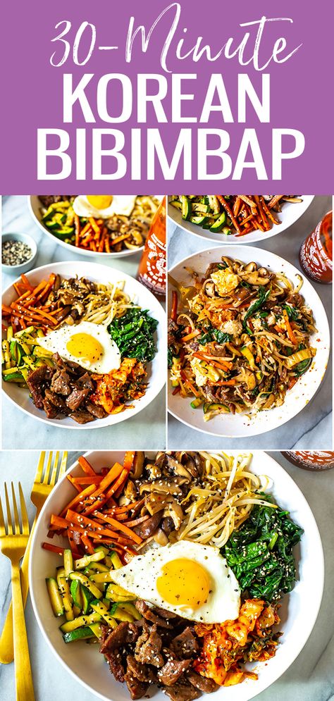 30 Minute Korean Bibimbap Recipe | The Girl on Bloor Koreansk Mad, Korean Food Recipes, Korean Bibimbap, Bibimbap Recipe, Easy Korean Recipes, Minced Beef, Korean Cooking, Beef Stir Fry, Korean Dishes