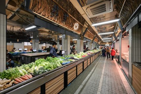 Wet Market Architecture, Wet Market Design, Food Market Architecture, Public Market Design, Wet Market, Commercial Farming, Modern Market, Atrium Design, Indoor Markets