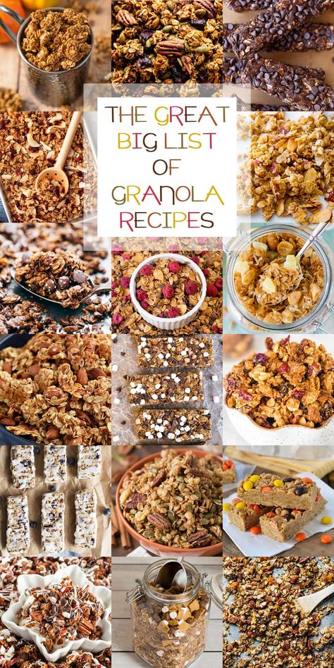 The Great Big List of Granola Recipes • Sarahs Bake Studio Gourmet Granola Recipe, Granola Bark Recipe, Granola Bar Recipes, Healthy Homemade Granola Recipe, Homemade Granola Recipe, Easy Homemade Granola, Homemade Granola Healthy, Granola Recipe Healthy, Easy Granola