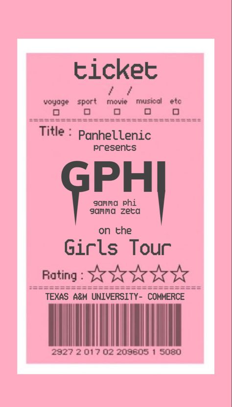 Sorority gamma phi girls tour recruitment flyer wallpaper graphic gphi beyonce theme pink greek life Recruitment Themes Business, Fall Recruitment Themes, Sorority Recruitment Flyer, Recruitment Flyer Design, Panhellenic Recruitment Themes, Recruitment Themes Sorority, Sorority Flyers, Gamma Phi Beta Graphic, Sorority Recruitment Graphics