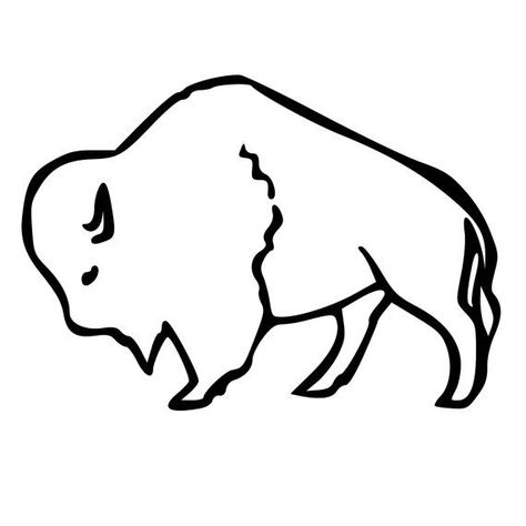 Minimalist Bison Tattoo, Buffalo Ny Tattoo, Bull Pumpkin Carving, Buffalo Template, Buffalo Drawing Simple, Bison Head Tattoo, Bison Outline, Animal Outline Drawing, Buffalo Outline