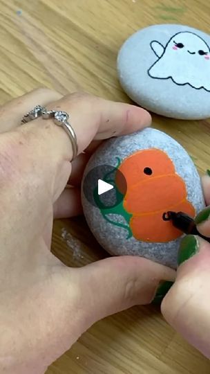 183K views · 945 reactions | Cute Pumpkin Painting 🖤MORE ideas & Supplies - https://rockpainting101.com/halloween-rock-painting-ideas/  👀🖤

#stonepainting #rockpaintingideas #diyhalloween #halloweenrocks #halloweencraft | Rock Painting 101 | Rock Painting 101 · Original audio Best Paint For Painting Rocks, Fall Rock Painting Ideas Pumpkin, Pumpkin Rocks Painted, Fall Rock Painting Ideas Easy, Fall Rock Painting Ideas, Fall Rock Painting, Cute Pumpkin Painting, Halloween Painted Rocks, Painting 101