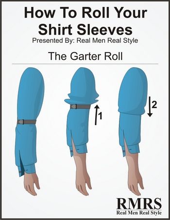 The sleeve band disappeared for a few decades and regained popularity after soccer player David Beckham used them to give his sleeves a slim and neat appearance Garter Sleeve Roll, Roll Up Shirt Sleeves, Sleeve Folds, Barista Outfits, Sleeve Garter, Real Men Real Style, How To Roll, Shirt Tutorial, Style For Men