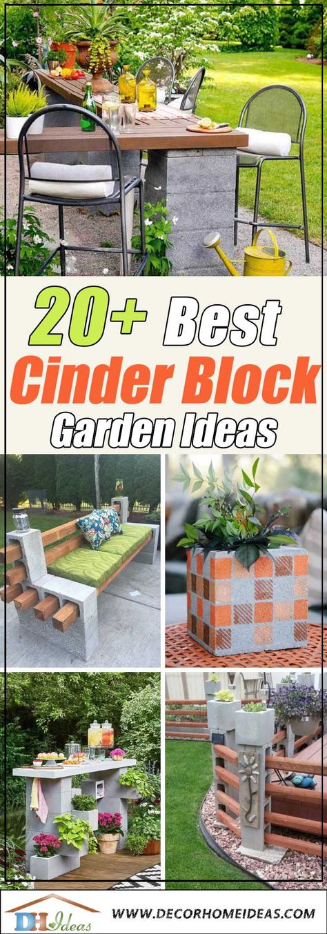 Best Cinder Block Garden Ideas #cinderblock #garden #decorhomeideas Cement Block Flower Bed, Cinder Block Gardens, Cinder Block Fence Ideas, Cinder Block Plant Stand, Decorative Cinder Blocks, Cinderblock Planter, Allotment Inspiration, Cinder Block Projects, Cinder Block Shelves