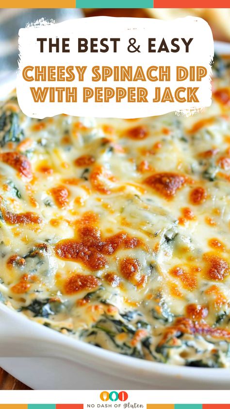 Cheesy Spinach Dip with Pepper Jack Cheesy Bacon Spinach Dip, Spicy Spinach Dip, Spinach Bacon Dip, Bacon Spinach Dip, Cheesy Spinach Dip, Bacon Dip Recipes, Best Spaghetti Recipe, Spinach Cheese Dip, Hot Spinach Dip