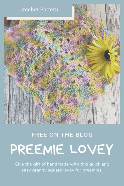 Wrap your precious preemie in the warm embrace of a granny square lovey, providing a soothing touch for your little one. The Preemie Lovey is a miniature comfort blanket designed to be just the right size to provide a sense of security during those challenging moments. Can be crocheted quickly, making it an ideal last minute gift. #grannysquarelovey #crochetbabyblanket Preemie Crochet Patterns Free, Crochet Preemie Patterns Free, Micro Preemie Crochet Patterns, Angel Baby Crochet, Lovey Baby Blanket, Preemie Crochet, Preemie Hats, Crochet Tutorial Pattern, Crochet Size