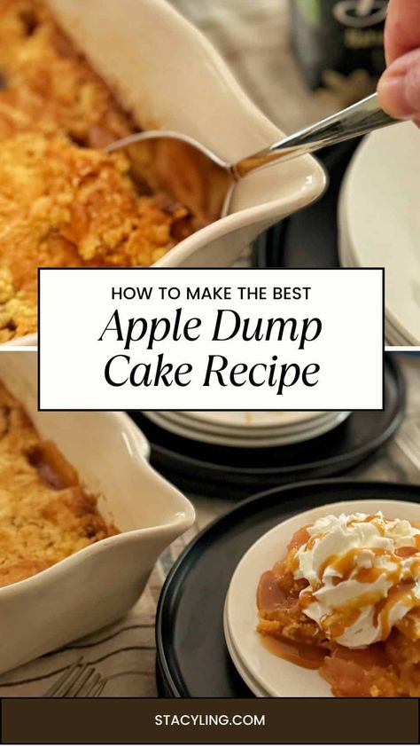 Apple Dump Cake Recipe, Easy Dump Cake Recipe, Apple Dump Cake, Dump Cake Recipe, Cake Mix Desserts, Apple Dump Cakes, Canned Apples, 5 Ingredient Recipes, Dump Cake Recipes