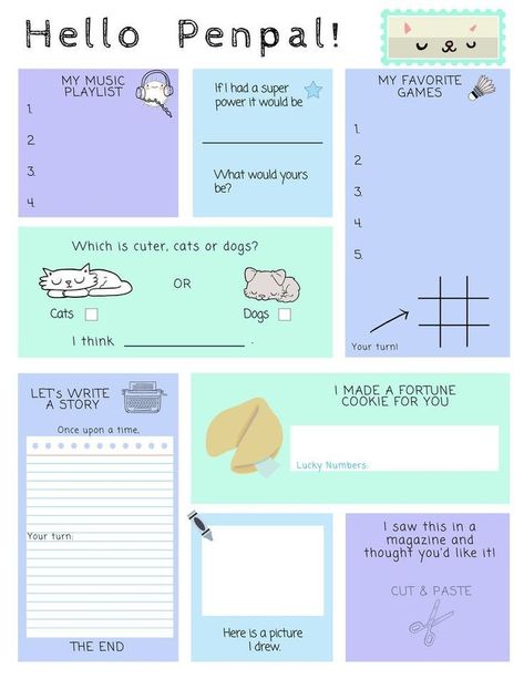 Pen Pal Template, Pen Pal Letter Template, Letter Template For Kids, Pen Pal Kit, Pen Pal Ideas, Penpal Ideas, Snail Mail Art, Snail Mail Pen Pals, Scrapbook Letters