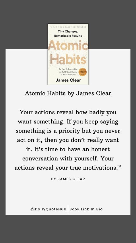 Atomic Habits by James Clear is a best-selling self-help book that offers practical strategies for building good habits and breaking bad ones. It emphasizes the power of small, incremental changes to achieve remarkable results over time. The book provides actionable advice and insights on habit formation, backed by scientific research.
🔍🔍🔍 Book Link In Bio 🙏🙏
#dailyquote #quotes #quotesofthedAY  #selfhelpquote #bestQuotes #SelfHelp #PersonalDevelopment #Habits #AtomicHabits #JamesClear Small Habits Quotes, James Clear Atomic Habits Quotes, Atomic Habits Book Quotes, Breaking Bad Habits Quotes, James Clear Quotes, Atomic Habits Quotes, Bad Habits Quotes, Identity Quotes, Habits Quotes