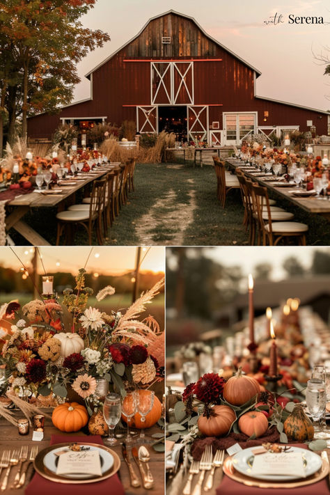 A rustic and charming wedding style, inspired by the colors of autumn foliage and harvest festivals, featuring warm earth tones like burnt orange, rust, copper, and touches of deep green. The overall vibe is cozy and inviting, with a touch of bohemian flair.   Burnt Orange Weddings | Burnt Orange Color Palette | Fall Wedding Ideas |  Burnt Orange Wedding Theme | Boho Wedding Theme | Rustic Barn Wedding| Outdoor Fall Wedding| Barn Wedding Reception| Rustic Farm Wedding| Country Wedding Fall Wedding Country Rustic, Rustic Colors Wedding, Fall Festival Wedding, Rustic Orange Wedding Theme, Timeless Country Wedding, Farm Theme Wedding Ideas, Fall Wedding Boho Bohemian Style, Outside Wedding Ideas Fall, Wedding Themes Boho