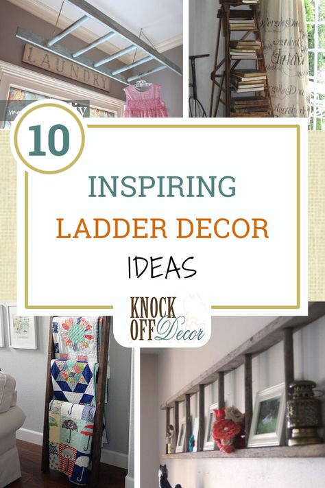 I bet that your great-great-grandfather had a variety of ladders on his farm to reach the upper barn, fruit trees, and roofs. If he was crafty, there’s a chance he crafted those ladders himself, or at least bought them from a local chap who made them by hand. From trash to treasure (more like from haystack to house!) But what to do with a random ladder inside your home?The ideas are endless for bathrooms, bedrooms, living rooms, and even closets. Take a look! Repurposed Wooden Ladder, Ladder Picture Frame, Ladder Wall Decor, Wooden Ladder Decor, Vintage Ladder, Woodworking Projects Furniture, Work Diy, Popular Woodworking, Diy House Projects