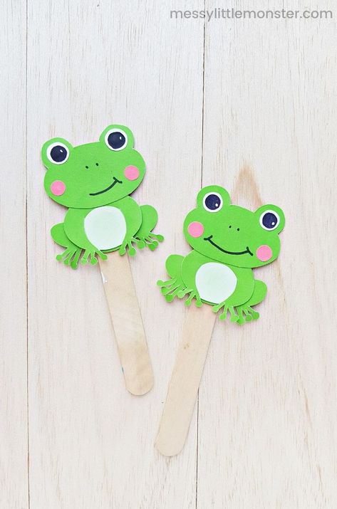 frog craft - 5 speckled frogs nursery rhyme prop Origami Kids, Paper Craft Ideas For Kids, Frog Nursery, Frog Puppet, Planet Crafts, Puppet Craft, Marker Crafts, Letter Crafts, Paper Bag Puppets