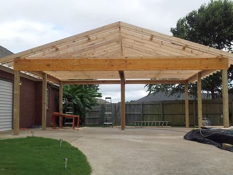 Wood Carport Kits, Diy Brick Patio, Carport Addition, Carport Design, Wooden Carports, Building A Carport, Carport With Storage, Diy Carport, Timber Garage