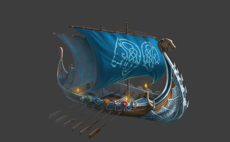 ArtStation - viking ship concept, Lee El Viking Ship Concept Art, Ship Concept Art, Flying Ships, Vikings Art, Kevin 11, Pirate Ship Art, Viking Boat, Bear Island, Viking Ship