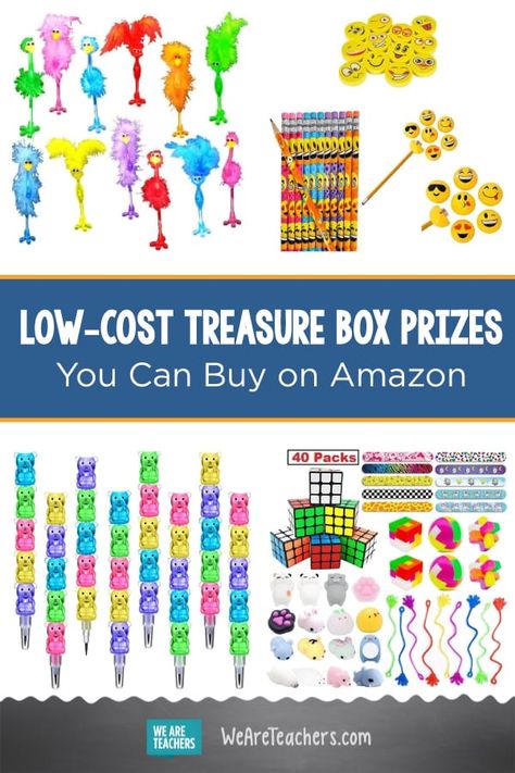 All the Best Low-Cost Treasure Box Prizes You Can Buy on Amazon. Nothing motivates kids like the possibility of a treat. These classroom treasure box prizes are affordable and fun, and all available on Amazon. #classroommanagement #deals #discount #middleschool #elementaryschool Kindergarten Prize Box Ideas, Prize Bin Ideas, School Treasure Box Ideas, Preschool Prize Box Ideas, Prize Box Ideas, Classroom Prizes Ideas, Prize Box Ideas Classroom, Prizes For Kids, Kindergarten Treasure Box Ideas