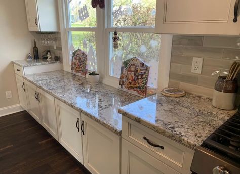 Low Countertop Under Window, Large Kitchen Window Over Sink Ideas, Kitchen Cabinets Around Low Window, Kitchen Window Not Over Sink, Low Cabinets In Kitchen, Cabinets Under Window In Kitchen, Kitchen Sink Between Two Windows, Kitchen Window Lower Than Countertop, Counter Height Window Kitchen