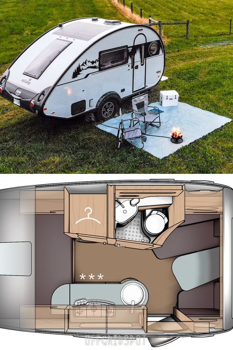 Tab 400 - Teardrop Camper with Bathroom Small Camper Floor Plans, Bicycle House, Diy Teardrop Camper, Micro Camper Trailers, Micro Camper Diy, Small Travel Trailer Remodel, Teardrop Camper Interior, Layer Rugs, Bathroom Trailer