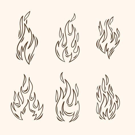 Free Vector | Free vector hand drawn fire outline illustration Fire Flame Drawing, Minimalistic Flame Tattoo, Single Flame Tattoo, Fire Doodle Art, Easy Flames Drawing, Art With Fire, Fire Outline Drawing, Simple Hand Sketch, Hand Holding Fire Tattoo