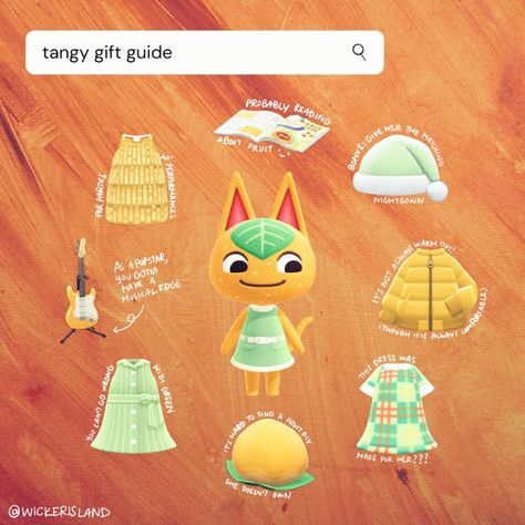 Acnh Tangy Yard, Acnh Villager Gift Guide, Anch Villagers, Acnh Moodboard, Ac Outfits, Acnh Villagers, Geeky Humor, Animal Crossing Fan Art, Animal Crossing Guide