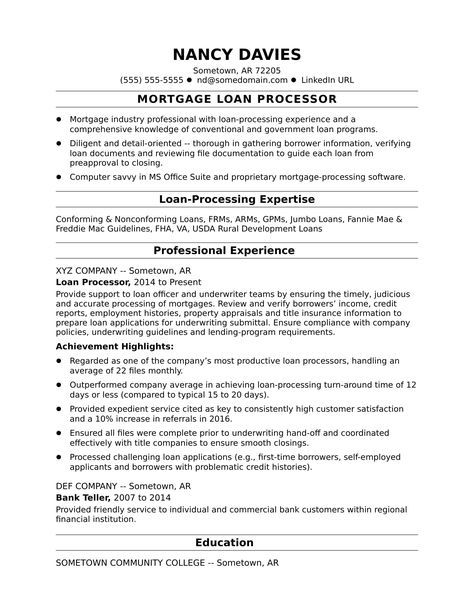 Sample Resume for a Mortgage Loan Processor Loan Processor, Manager Resume Examples, Resume Form, Federal Resume, Sample Resume Format, Mortgage Loan Originator, Job Tips, Mortgage Process, Mortgage Loan Officer