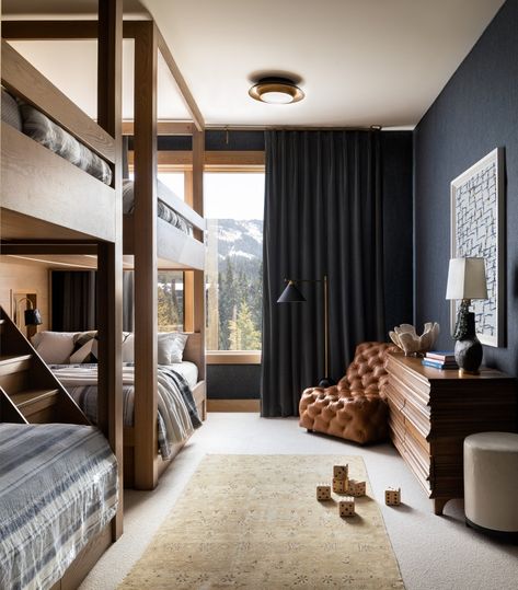 Mountain Bunk Room, Modern Mountain Design, Bunk Room Ideas, Yellowstone Club, Bunk Rooms, Big Sky Montana, Mountain Design, Tagaytay, Mountain Living