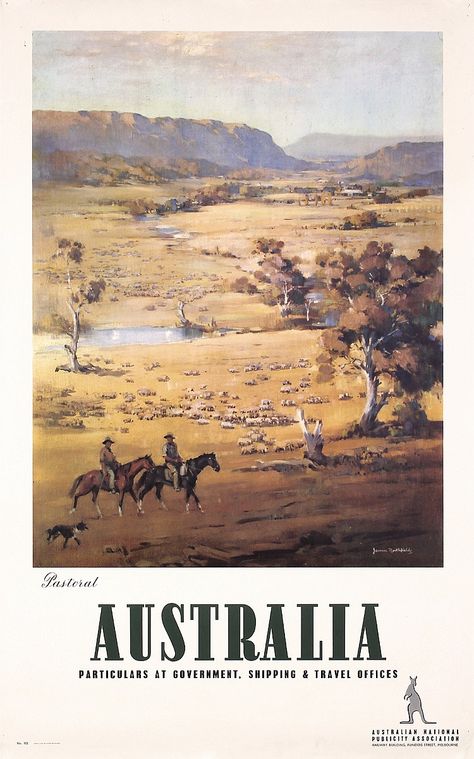 Lot 342: RARE 1930s Northfield Pastoral Australia Travel Poster - PosterConnection Inc. | AuctionZip Posters Australia, Australian Vintage, Australia History, Travel Ads, Australian Travel, Retro Travel Poster, Vintage Travel Poster, Advertising Poster, Commonwealth