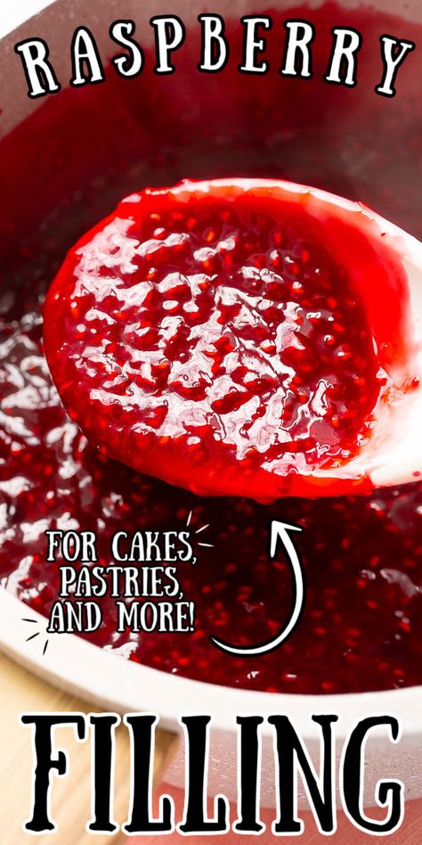 Raspberry Filling For Cupcakes, Raspberry Recipes Easy, Raspberry Pie Filling Recipes, Raspberry Filling Recipe, Cupcake Filling Recipes, Filling For Cupcakes, Raspberry Filled Cupcakes, Raspberry Cake Filling, Raspberry Sauce Recipe