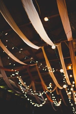 Hanging Beam, Fabric Streamers, Speakeasy Wedding, Speakeasy Party, Garage Party, Garage Ceiling, Barn Party, Barn Parties, Rustic Party