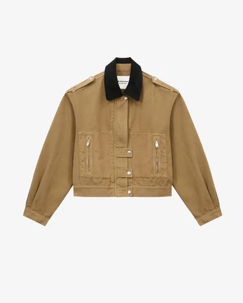 Marant Étoile Julie Jacket - Khaki | Editorialist Workwear Style, Concept Clothing, Denim T Shirt, Twill Jacket, Workwear Fashion, Khaki Color, Colored Denim, Minimal Fashion, Denim Shirt