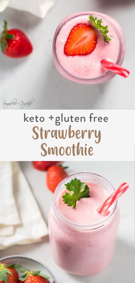 Keto Strawberry Smoothie, Low Carb Smoothie, Almond Milk Smoothie Recipes, Sugar Free Smoothies, Strawberry Smoothie Recipe, Dinner Gluten Free, Low Carb Smoothie Recipes, Keto Breakfast Smoothie, Keto Fruit