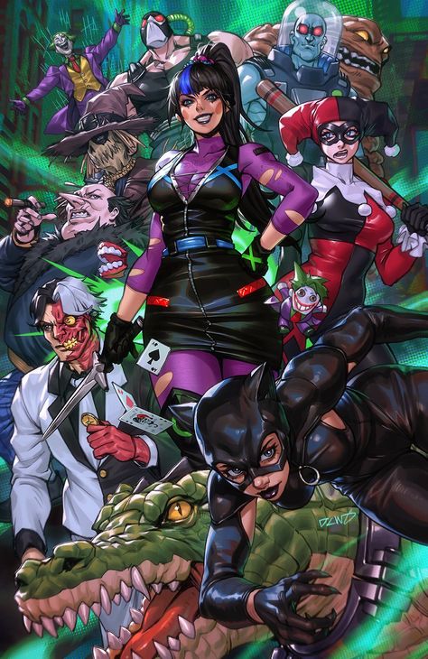 DCWJ Derrick Chew on Twitter: "My final cover for Punchline: The Gotham Game issue 6. This was really fun to draw, decided to do something similar like what I did with my last Harley cover, but this time with some of the Batman villains together with Punchline =) #punchline #batman #dccomics #harleyquinn https://t.co/kIyuYsKfIJ" / Twitter Derrick Chew, Castlevania Anime, Gotham Villains, Indigo Children, Batman Comic Art, Variant Covers, The Clown, Batman Art, The Joker