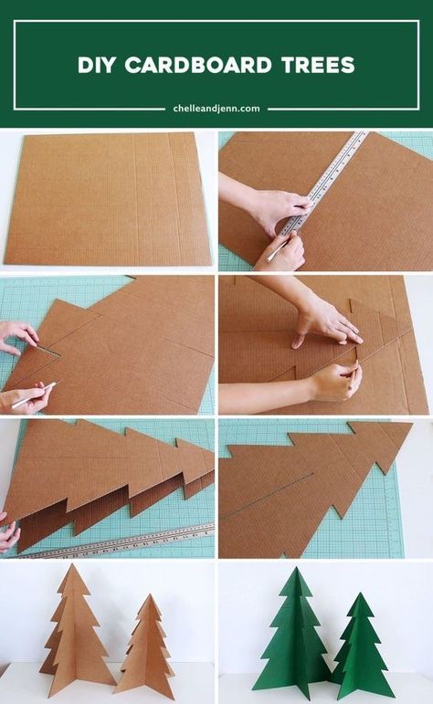 Cardboard Crafts For Christmas, Christmas Cardboard Diy, Card Board Christmas Decorations, Cardboard Trees Diy How To Make, Cardboard Christmas Tree Diy, Diy Cardboard Decor, Cardboard Tree Diy, Diy Cardboard Tree, Cardboard Christmas Crafts