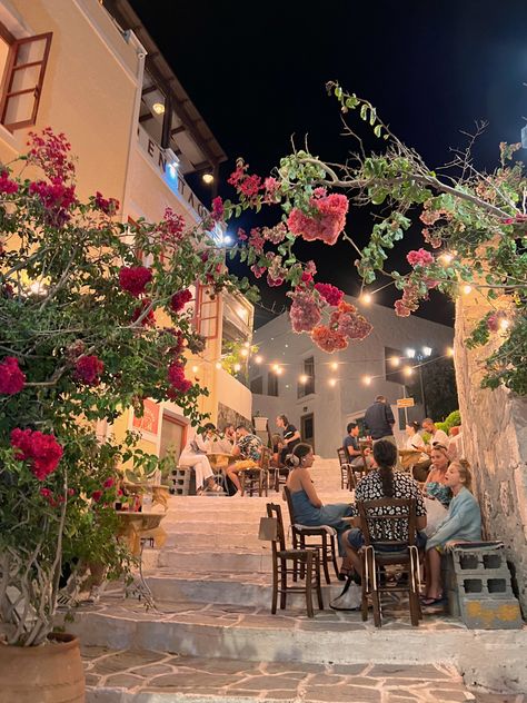 #night #nightout #aesthetic #flowers #greekislands #greece #milos Mediterranean Night Aesthetic, Greece At Night Aesthetic, Greece Aesthetics Night, Greece Vision Board, Parga Greece Aesthetic, Greece Holiday Aesthetic, Greece Aestethic, Milos Greece Aesthetic, Greece Night Aesthetic