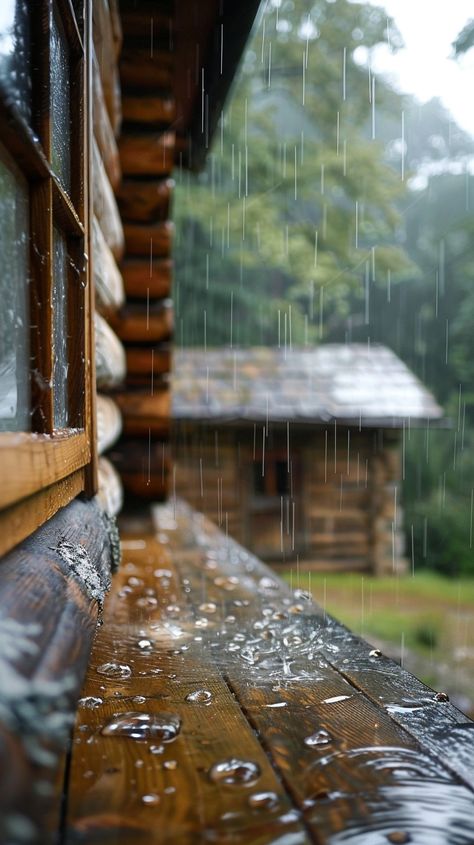 Rainy Wooden #Cabin: The #rain pours down on the #wooden deck of a cozy #cabin nestled in a lush #forest. #rainfall #cabinvibes #woodwork #woodland #wetweather #artificialintelligence #digitalart #photography #naturephotography #photodownload ⬇️ Download and 📝 Prompt 👉 https://stockcake.com/i/rainy-wooden-cabin_927532_901687 Cabin In The Forest Aesthetic, Wooden Cabin, Wooden Deck, Lush Forest, Purple Sunset, Wooden Cabins, Futuristic Art, Wooden Decks, Wet Weather